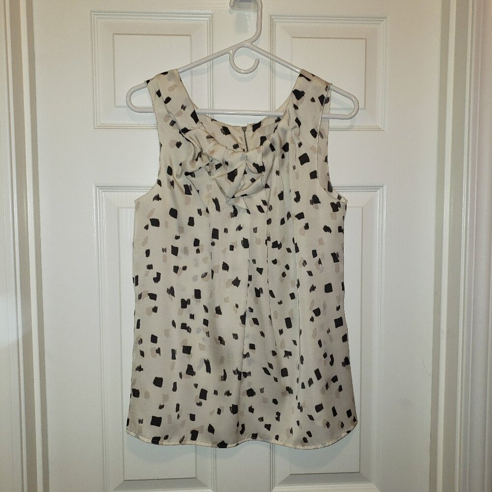ANN TAYLOR LOFT Womens Size M Sleeveless Pleated Ruched Tank Top Blouse with Zip